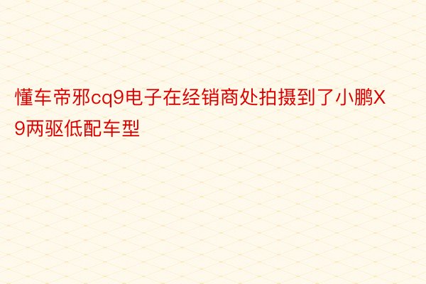 懂车帝邪cq9电子在经销商处拍摄到了小鹏X9两驱低配车型