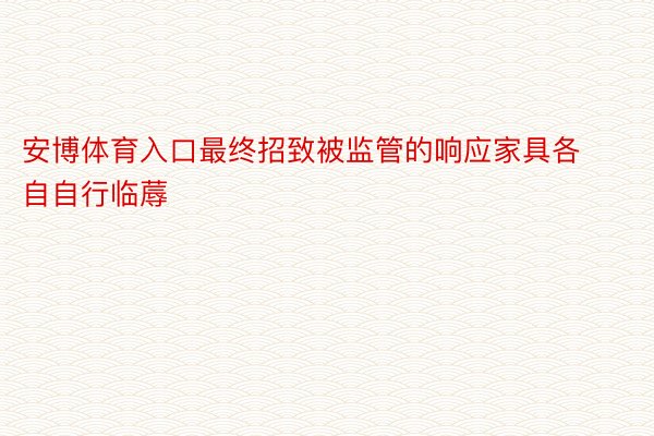 安博体育入口最终招致被监管的响应家具各自自行临蓐