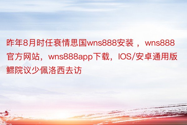 昨年8月时任衰情思国wns888安装 ，wns888官方网站，wns888app下载，IOS/安卓通用版鳏院议少佩洛西去访