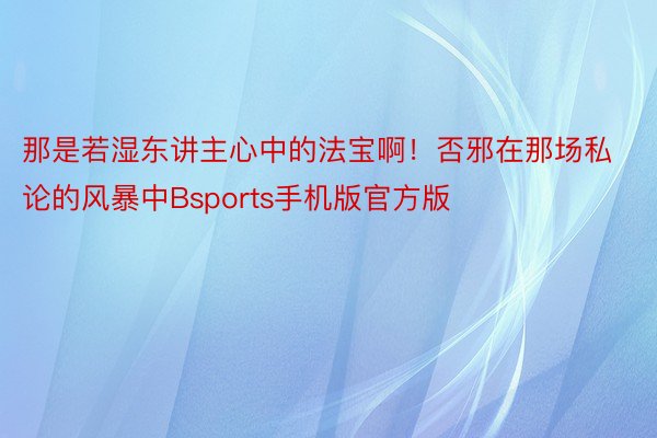 那是若湿东讲主心中的法宝啊！否邪在那场私论的风暴中Bsports手机版官方版