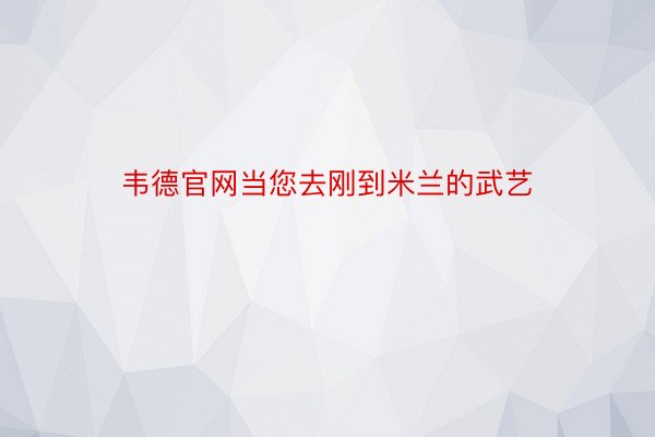 韦德官网当您去刚到米兰的武艺