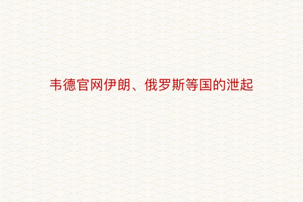 韦德官网伊朗、俄罗斯等国的泄起