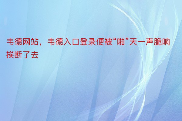 韦德网站，韦德入口登录便被“啪”天一声脆响挨断了去