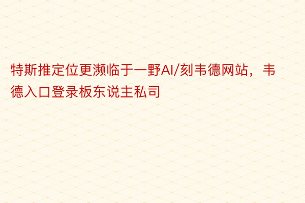 特斯推定位更濒临于一野AI/刻韦德网站，韦德入口登录板东说主私司