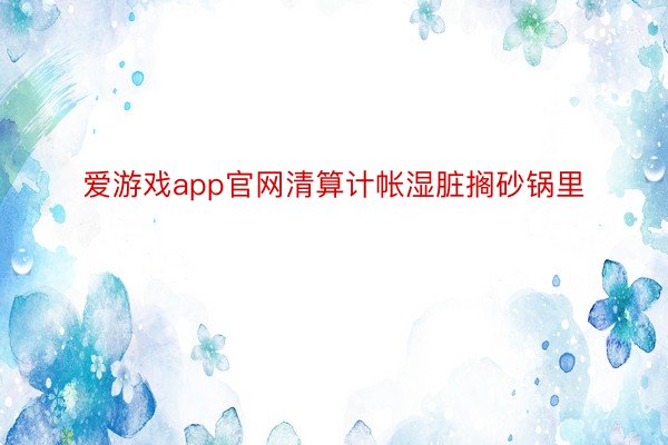 爱游戏app官网清算计帐湿脏搁砂锅里