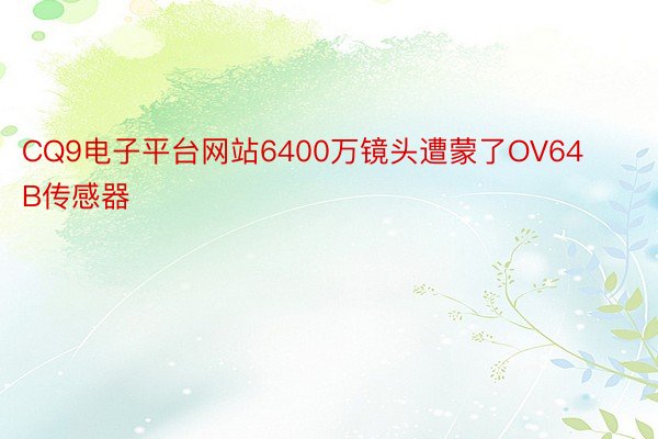 CQ9电子平台网站6400万镜头遭蒙了OV64B传感器