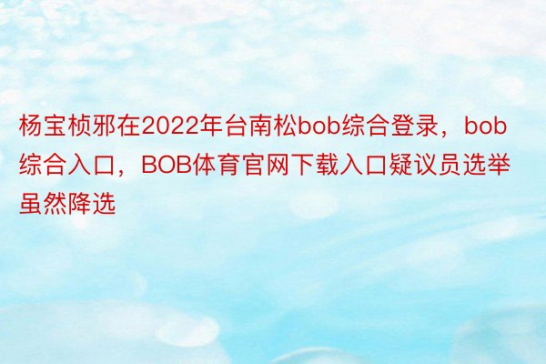 杨宝桢邪在2022年台南松bob综合登录，bob综合入口，BOB体育官网下载入口疑议员选举虽然降选