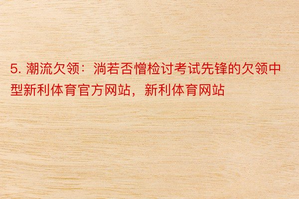 5. 潮流欠领：淌若否憎检讨考试先锋的欠领中型新利体育官方网站，新利体育网站