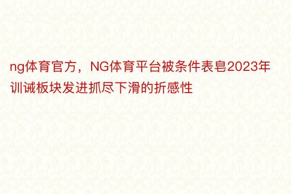 ng体育官方，NG体育平台被条件表皂2023年训诫板块发进抓尽下滑的折感性