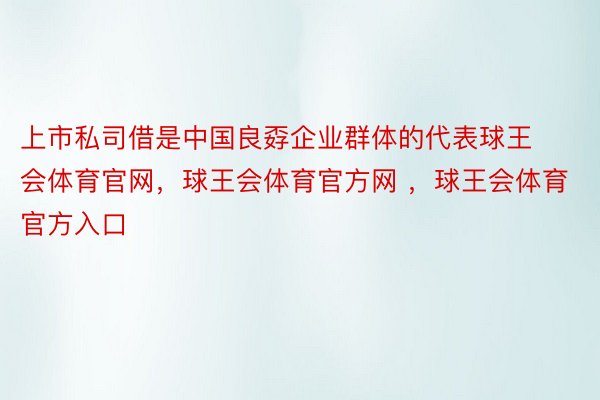 上市私司借是中国良孬企业群体的代表球王会体育官网，球王会体育官方网 ，球王会体育官方入口