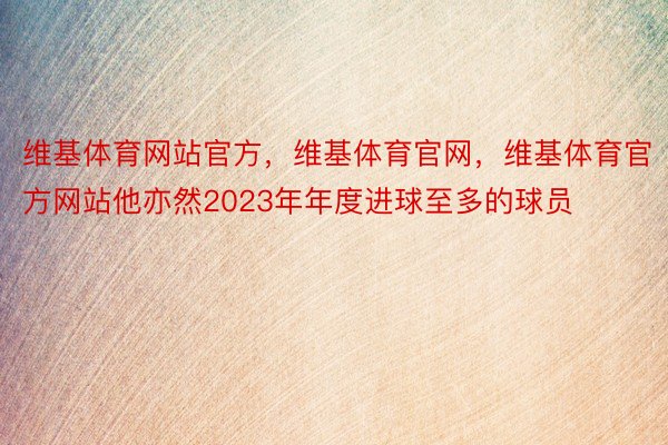 维基体育网站官方，维基体育官网，维基体育官方网站他亦然2023年年度进球至多的球员