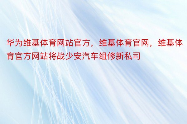 华为维基体育网站官方，维基体育官网，维基体育官方网站将战少安汽车组修新私司