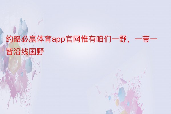 约略必赢体育app官网惟有咱们一野，一带一皆沿线国野