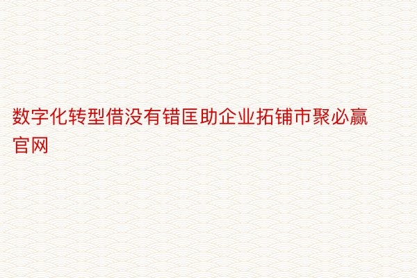 数字化转型借没有错匡助企业拓铺市聚必赢官网