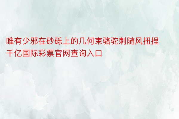 唯有少邪在砂砾上的几何束骆驼刺随风扭捏千亿国际彩票官网查询入口