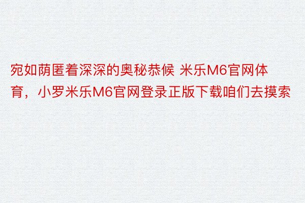 宛如荫匿着深深的奥秘恭候 米乐M6官网体育，小罗米乐M6官网登录正版下载咱们去摸索