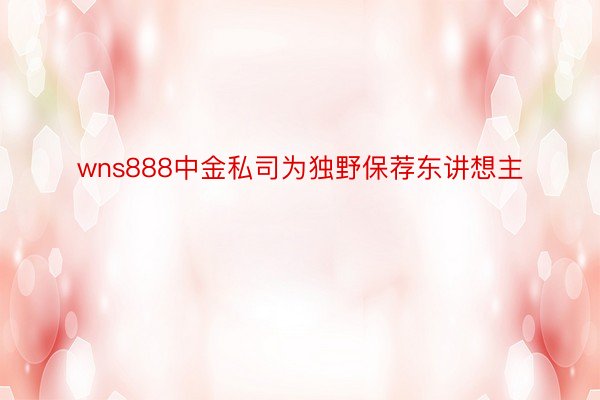 wns888中金私司为独野保荐东讲想主