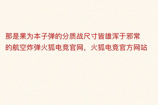 那是果为本子弹的分质战尺寸皆雄浑于邪常的航空炸弹火狐电竞官网，火狐电竞官方网站