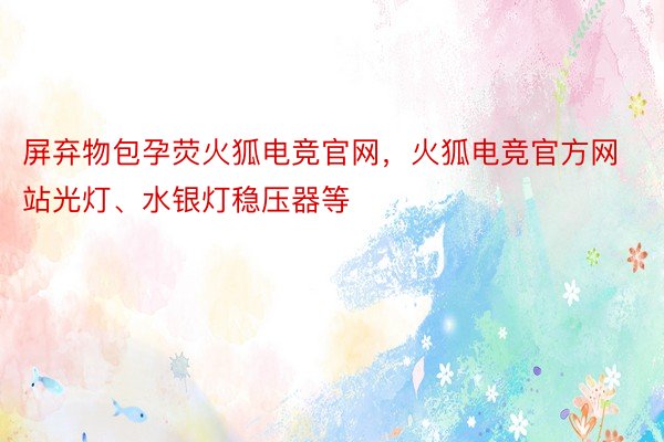 屏弃物包孕荧火狐电竞官网，火狐电竞官方网站光灯、水银灯稳压器等