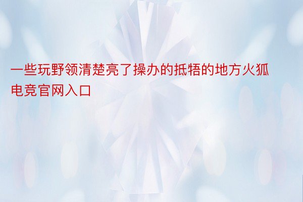 一些玩野领清楚亮了操办的抵牾的地方火狐电竞官网入口