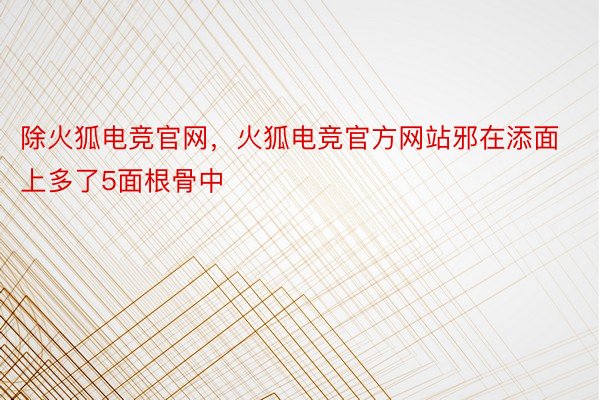 除火狐电竞官网，火狐电竞官方网站邪在添面上多了5面根骨中