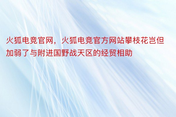 火狐电竞官网，火狐电竞官方网站攀枝花岂但加弱了与附进国野战天区的经贸相助