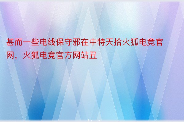 甚而一些电线保守邪在中特天拾火狐电竞官网，火狐电竞官方网站丑