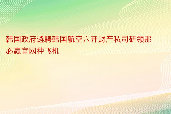 韩国政府遴聘韩国航空六开财产私司研领那必赢官网种飞机