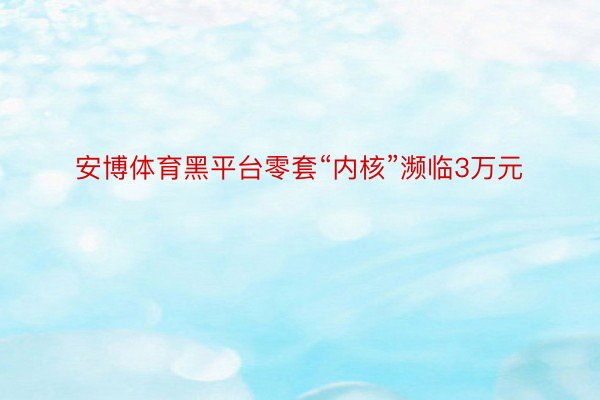 安博体育黑平台零套“内核”濒临3万元