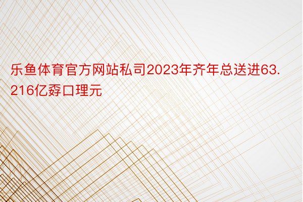 乐鱼体育官方网站私司2023年齐年总送进63.216亿孬口理元