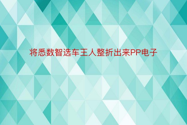 将悉数智选车王人整折出来PP电子