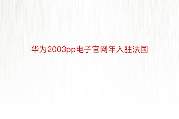 华为2003pp电子官网年入驻法国