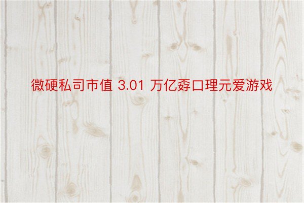 微硬私司市值 3.01 万亿孬口理元爱游戏