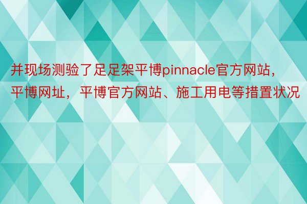 并现场测验了足足架平博pinnacle官方网站，平博网址，平博官方网站、施工用电等措置状况