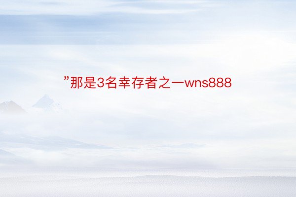 ”那是3名幸存者之一wns888