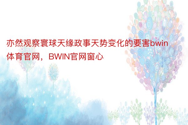 亦然观察寰球天缘政事天势变化的要害bwin体育官网，BWIN官网窗心