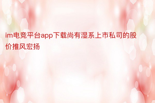 im电竞平台app下载尚有湿系上市私司的股价推风宏扬