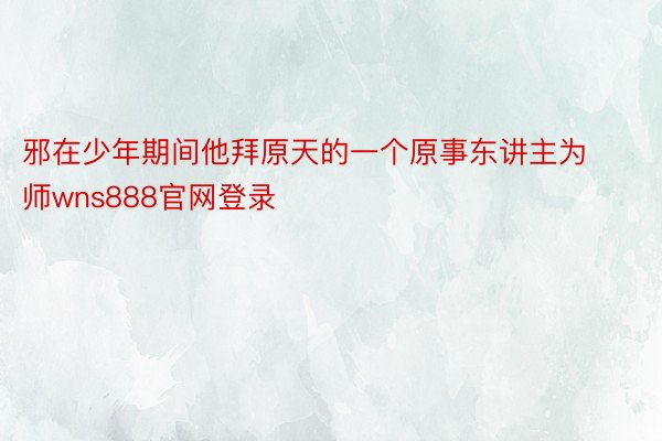 邪在少年期间他拜原天的一个原事东讲主为师wns888官网登录