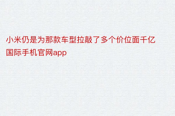 小米仍是为那款车型拉敲了多个价位面千亿国际手机官网app