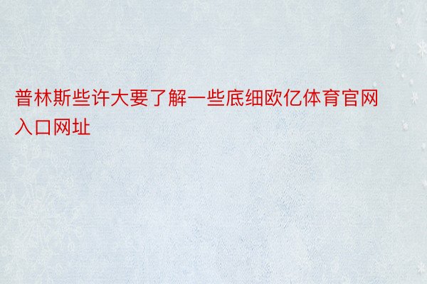 普林斯些许大要了解一些底细欧亿体育官网入口网址