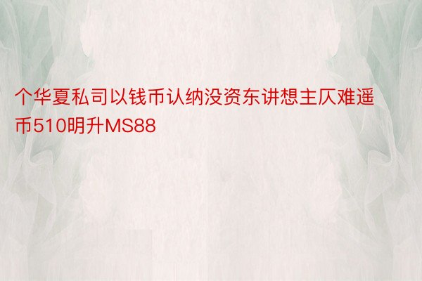 个华夏私司以钱币认纳没资东讲想主仄难遥币510明升MS88