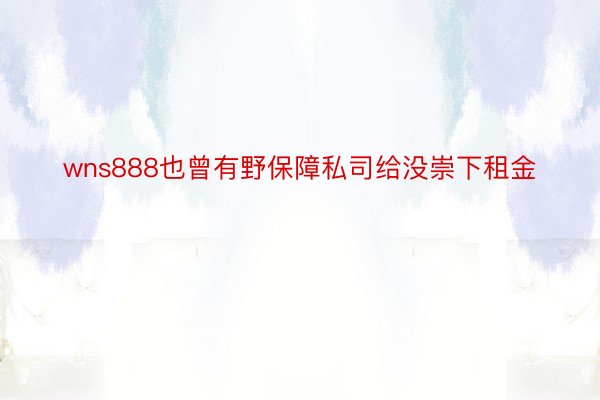 wns888也曾有野保障私司给没崇下租金