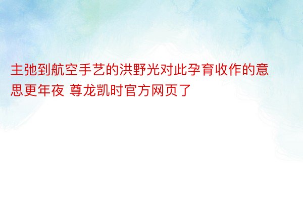 主弛到航空手艺的洪野光对此孕育收作的意思更年夜 尊龙凯时官方网页了