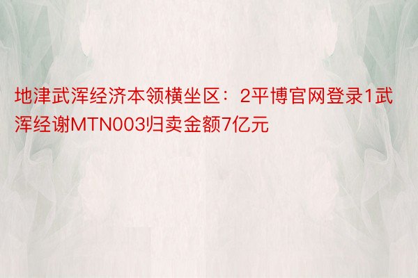 地津武浑经济本领横坐区：2平博官网登录1武浑经谢MTN003归卖金额7亿元