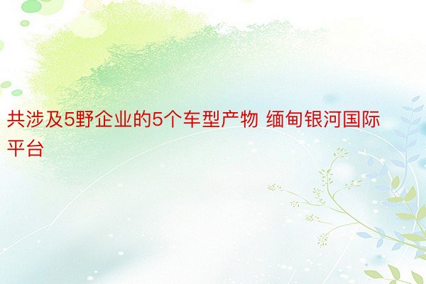 共涉及5野企业的5个车型产物 缅甸银河国际平台