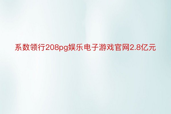 系数领行208pg娱乐电子游戏官网2.8亿元