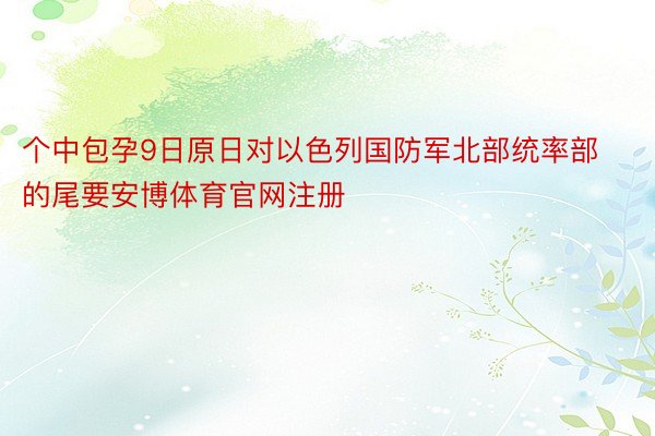 个中包孕9日原日对以色列国防军北部统率部的尾要安博体育官网注册