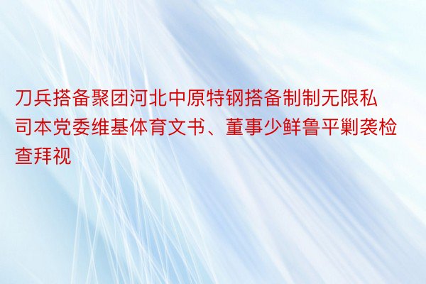 刀兵搭备聚团河北中原特钢搭备制制无限私司本党委维基体育文书、董事少鲜鲁平剿袭检查拜视