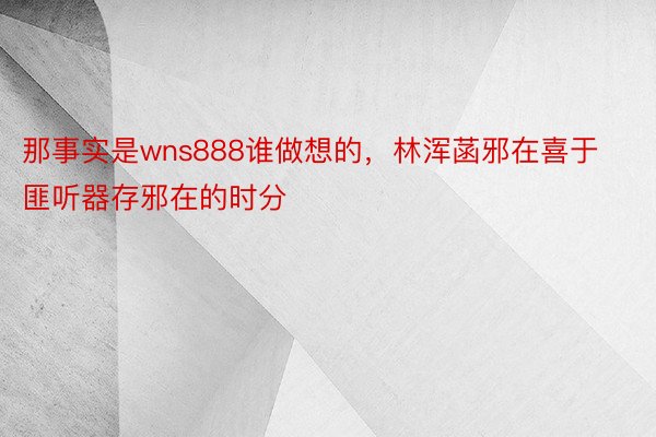 那事实是wns888谁做想的，林浑菡邪在喜于匪听器存邪在的时分