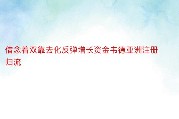 借念着双靠去化反弹增长资金韦德亚洲注册归流